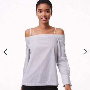 LOFT Blue White Striped Top (Like New)